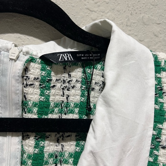 Zara Blogger Favorite Green/White Cotton Tweed Romper Size Medium M - Picture 10 of 10